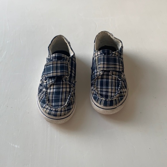 Sperry Blue Plain Velcro Strap Slide On Kids Boating Shoes